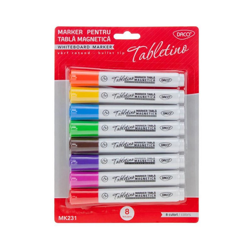 Marker pentru tabla magnetica, set 8 culori, varf rotund, grosime scriere 3 mm - imagine 3